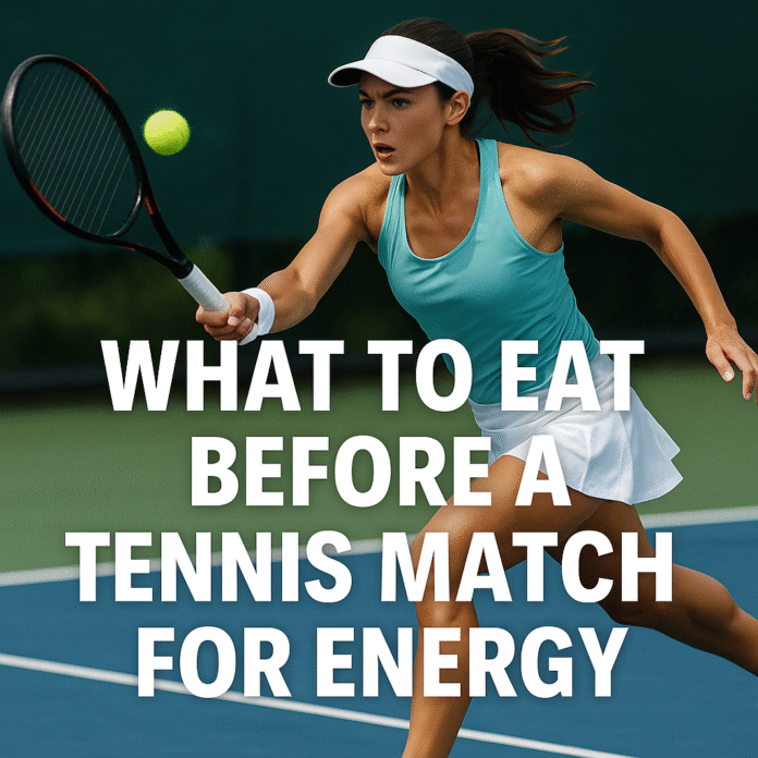 What to eat before a tennis match for energy – female tennis player hitting a ball on court