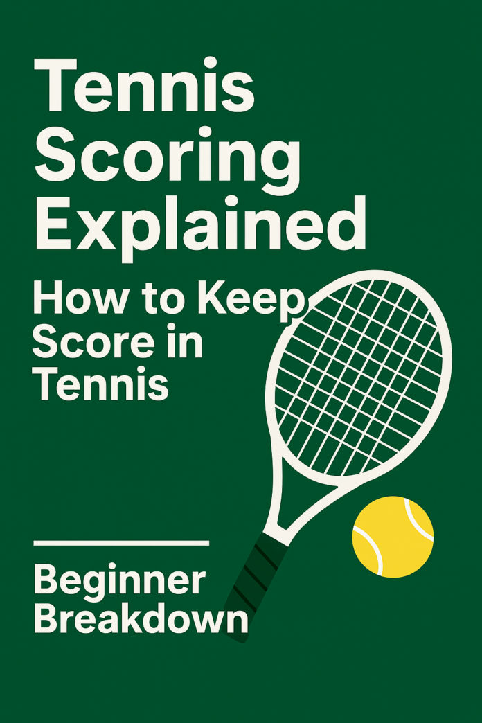 tennis scoring explained Tennis scoring explained cover image showing how to keep score in tennis for beginners