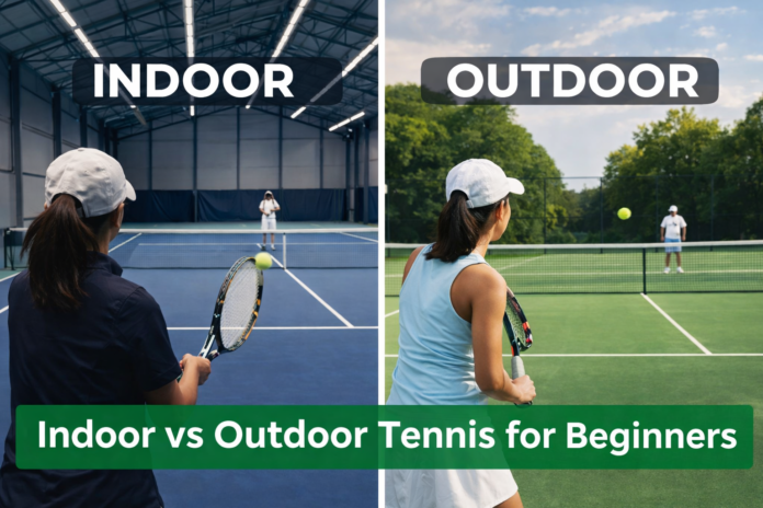 Indoor vs outdoor tennis court comparison for beginners