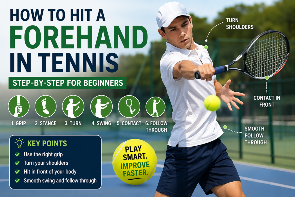 How to hit a forehand in tennis for beginners on court