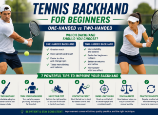 Tennis Backhand Beginners: One-Hand vs Two-Hand Guide Tennis backhand beginners guide showing one-handed vs two-handed backhand tips