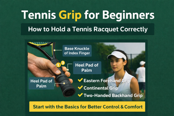 Tennis grip for beginners holding racquet correctly