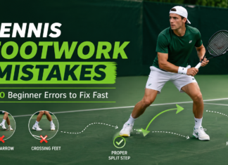 Top Footwork Mistakes Beginners Make & How to Fix Them Tennis footwork mistakes beginner guide image