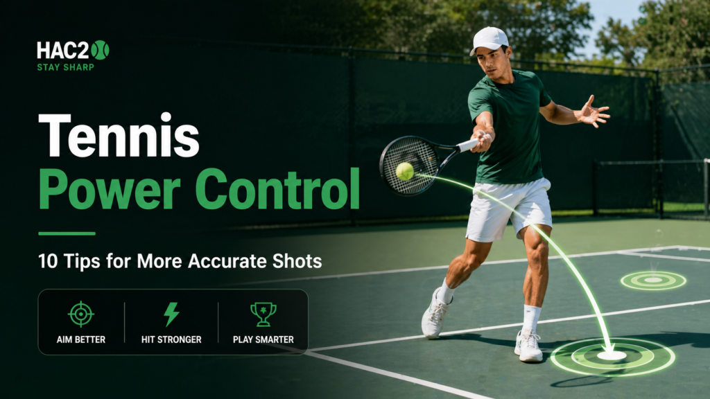 Tennis power control tips for more accurate shots on a tennis court