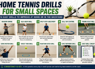 Best Tennis Drills for Small Spaces (Home + Backyard) Home tennis drills for small spaces infographic