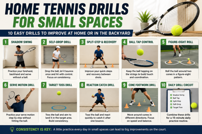Home Tennis Drills 10 Smart Ideas for Small Spaces Home tennis drills for small spaces infographic
