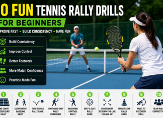 Rally Practice Games for Beginners (Fun Match-Like Drills) Beginner tennis rally drills practice game on outdoor court