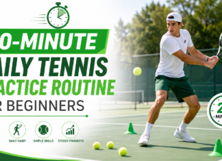 20-Minute Daily Tennis Practice Routine for Beginners tennis practice routine beginners doing a 20-minute daily training session